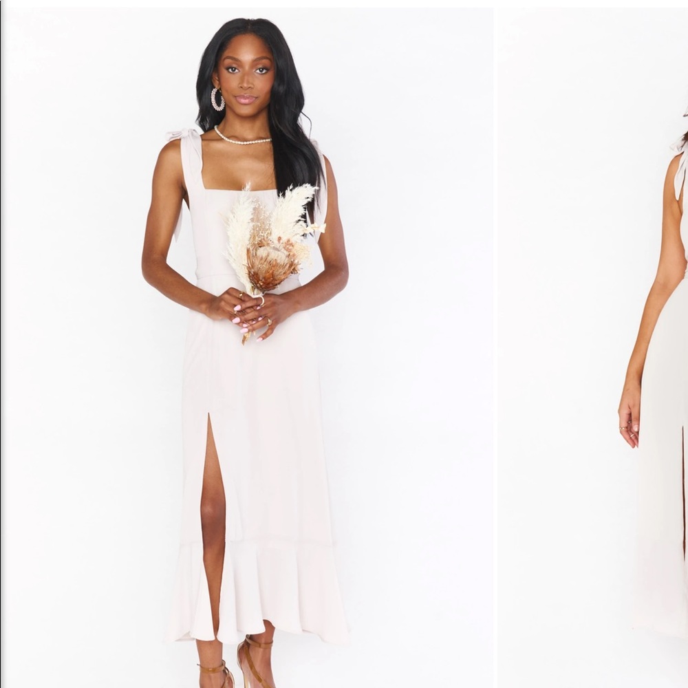 Show me your mumu Claire midi dress in show me the ring crisp